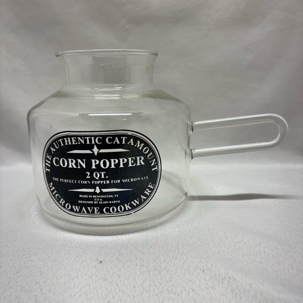 Catamount 2.5 Qt Flameware Heat Safe Glass Microwave Pop Corn Popper NO LID!